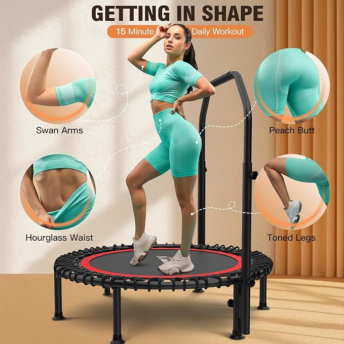 ANCHEER 40" Foldable Mini Trampoline,Max Load 450lbs/550lbs Indoor Trampoline,with 4 Level