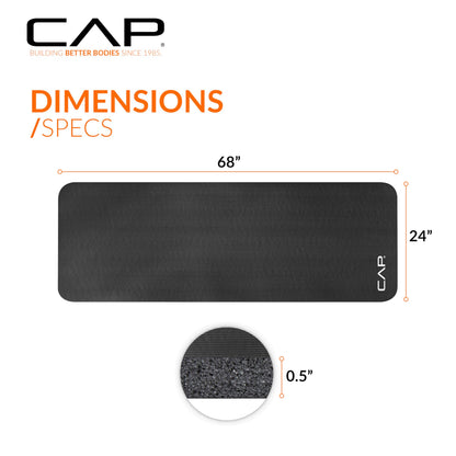 CAP Barbell Yoga Mat 1/2" Thick with Carrying Strap - High Density Exercise Mat for Yoga, Pilates