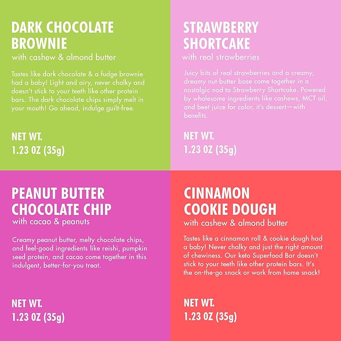 B.T.R. Nation Keto Superfood Protein Bars - Plant Based and Free of Sugar Alcohols | (12) Bar