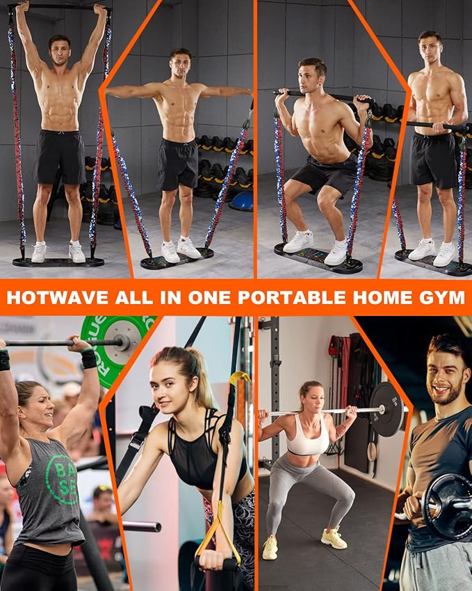 HOTWAVE Portable Exercise Equipment with 16 Gym Accessories.20 in 1 Push Up Board