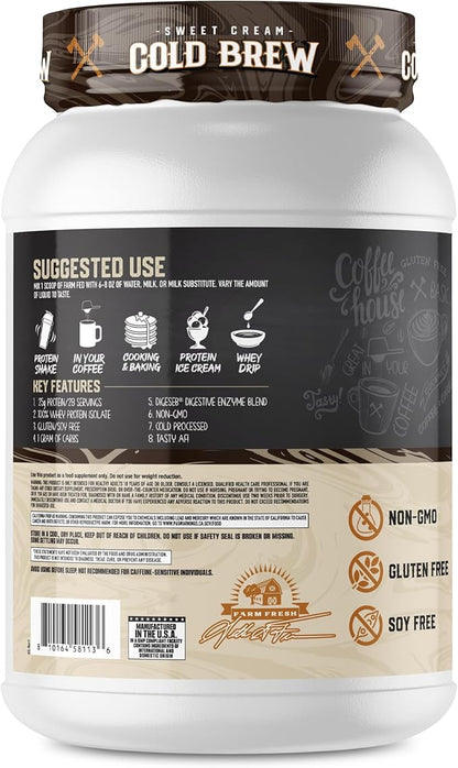 Axe & Sledge Farm Fed 100% Whey Protein Isolate | 25g Protein | Low Carb, Low Sugar, Gluten Free |