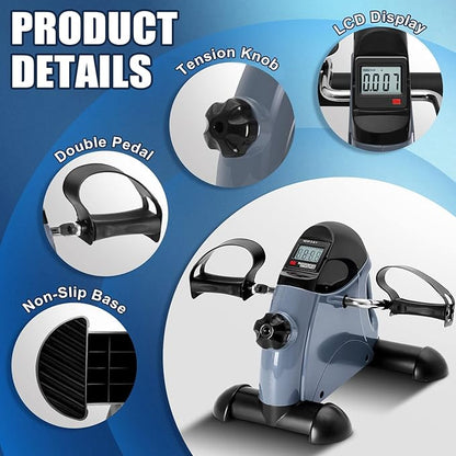 Mini Exercise Bike, himaly Under Desk Bike Pedal Exerciser Portable Foot Cycle Arm & Leg Peddler