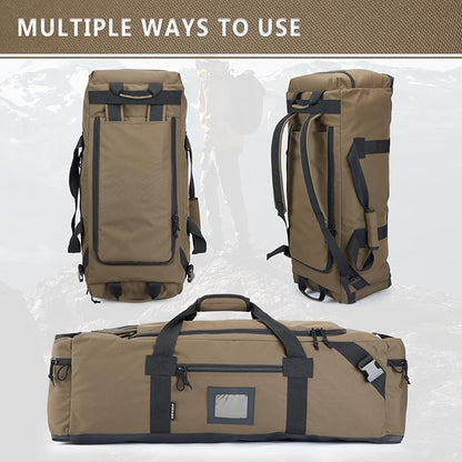 105l Large Duffel Bag For Travel, Gym & Sports - Water Repellent Polyester, Hidden Straps, Shoe