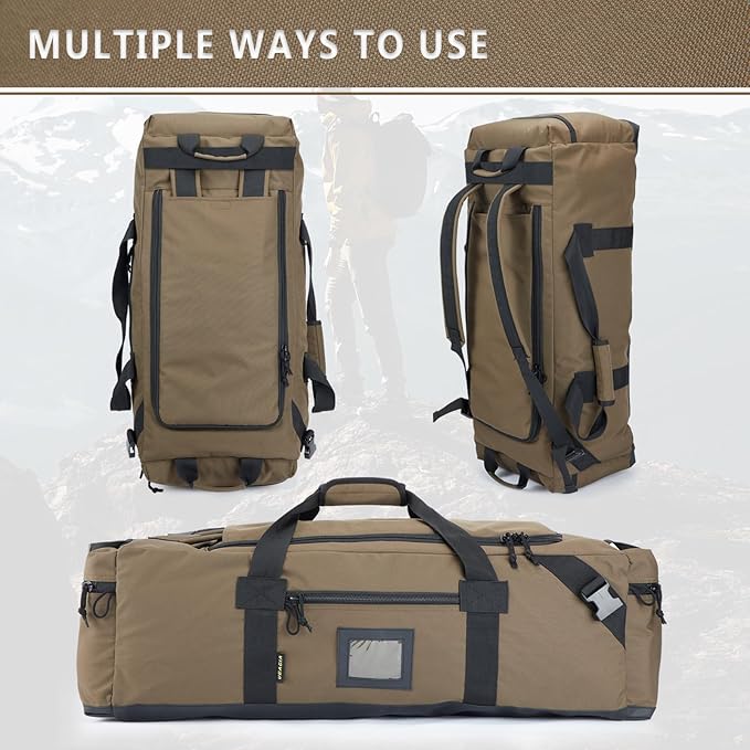 86l Large Duffel Bag For Travel, Gym & Sports - Water Repellent Polyester, Hidden Straps, Shoe