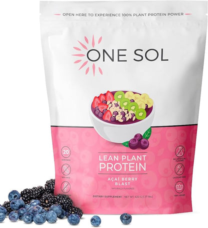 One Sol Lean Plant-Based Protein Powder, Pea & Brown Rice Protein, Low Carb, Vegan Friendly