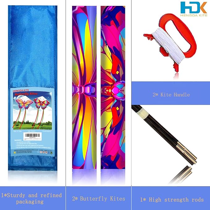 HENGDA KITE 2 Pack Butterfly Kite,for Kids and Adults,Easy to Fly,Excellent Fabric and Structure