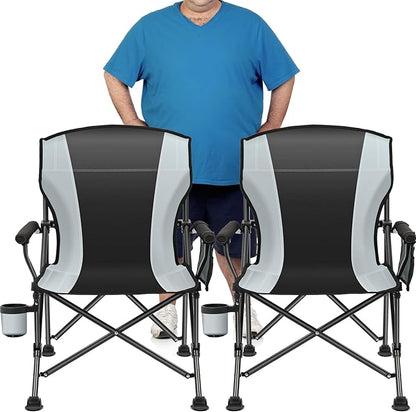 2 Pack Oversized Folding Camping Chair for Adults, Supports 450 LBS Camping Chairs, Heavy Duty