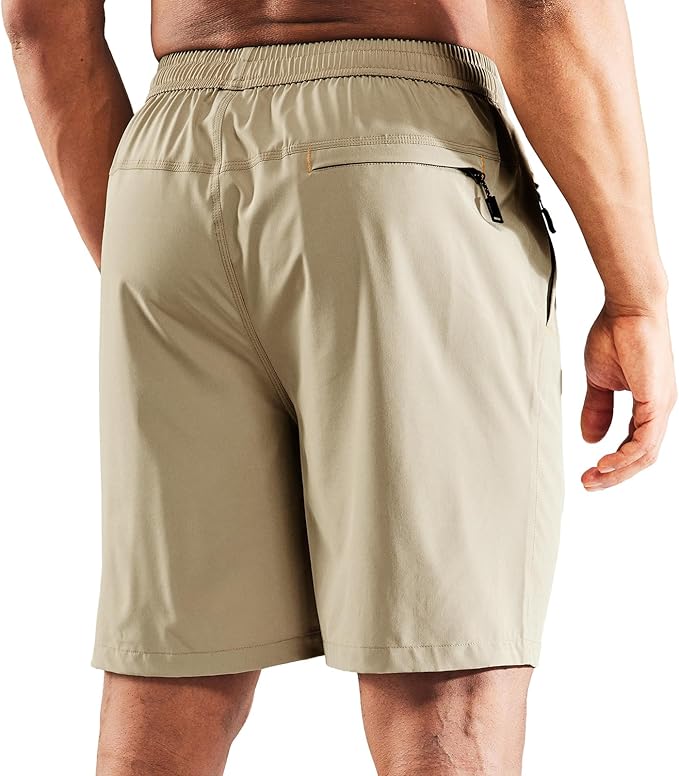 MIER Men's Quick Dry Running Shorts with Zipper Pocket, Elastic Waist Athletic Workout Exercise