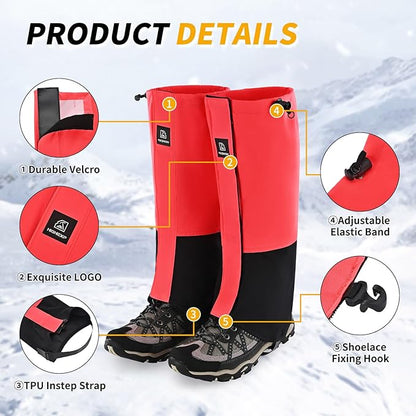 Leg Gaiters 100% Waterproof Adjustable Shoe Snow Boot Guard Gators for Hiking Shoe Cover Hunting