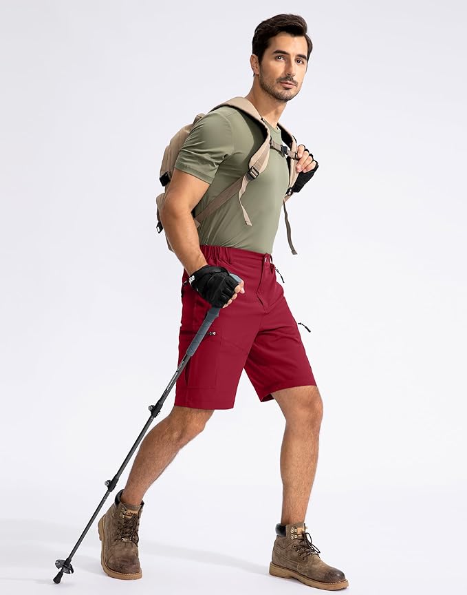 Pudolla Men's Hiking Cargo Shorts 9" Lightweight Outdoor Work Shorts for Men Travel Golf Camping