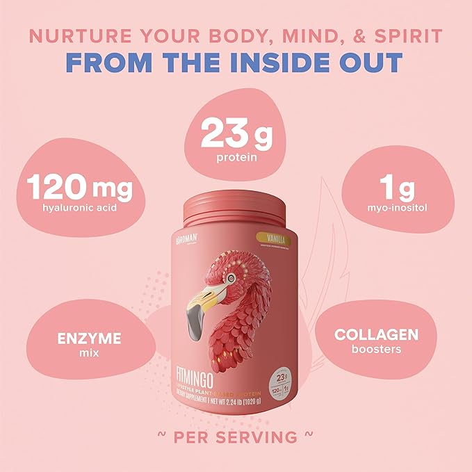 Fitmingo Vegan Protein Powder with Inositol, Collagen Boosters, Hyaluronic Acid and Vitamins | Low