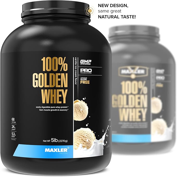 Maxler 100% Golden Whey Protein - 24g of Protein per Serving - Premium Whey Protein Powder for Pre