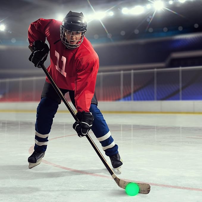 Elcoho Ice Hockey Puck, Glow in The Dark Party Pucks, Green Floor Puck Bulk with Drawstring Bag for