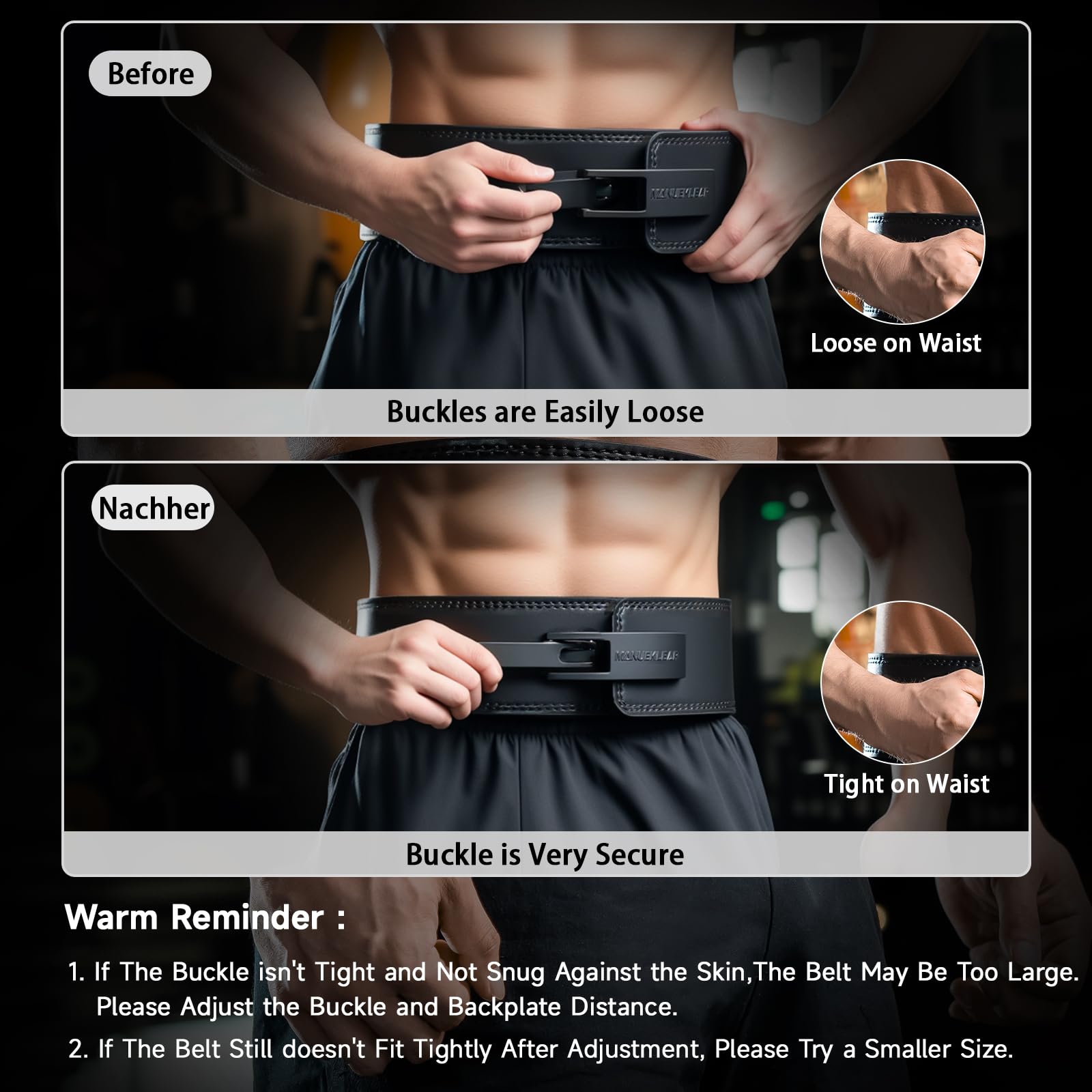 MANUEKLEAR 10mm Thick & 4inch Wide Weight Lifting Belt Lever, Lever Belt Weightlifting for Men and