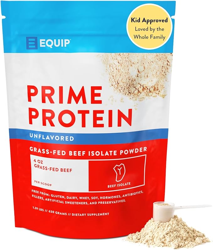 Equip Foods Prime Protein Powder | Clean, Grass Fed Beef Protein Powder | Carnivore Protein Isolate