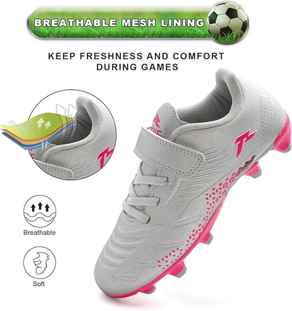 RUNIC Kids Soccer Cleats for Boys and Girls - Small and Big Kid Athletic Outdoor Football Shoes