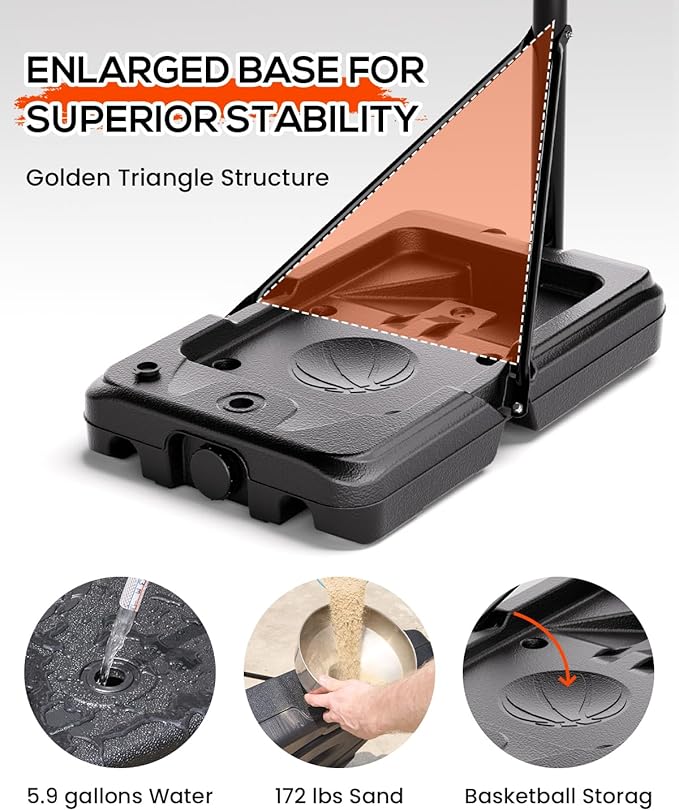 Basketball Hoop Outdoor with 45 Inch Shatterproof Backboard, Portable Basketball Goal System