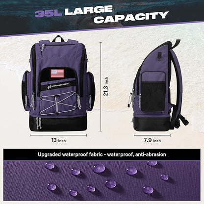 Maelstrom Swim Backpack,35L Swimming bag with Separate Shoes Compartment,Swim Gear Bag,Athlete Gym