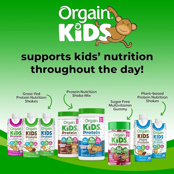 Orgain Organic Kids Protein Nutritional Shake, Strawberry - 8g of Protein, 22 Vitamins & Minerals
