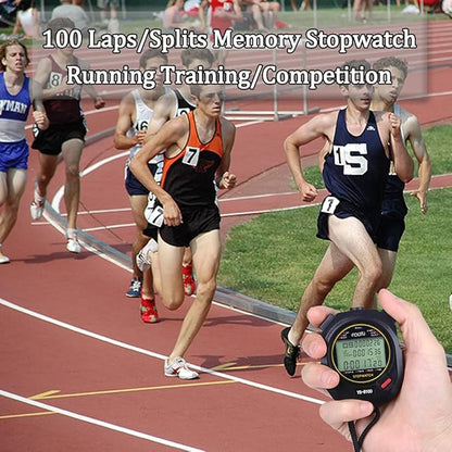 FCXJTU Digital Sports Stopwatch Timer 10/100 Lap Split Memory Stopwatch Calendar Alarm, Pace Mode