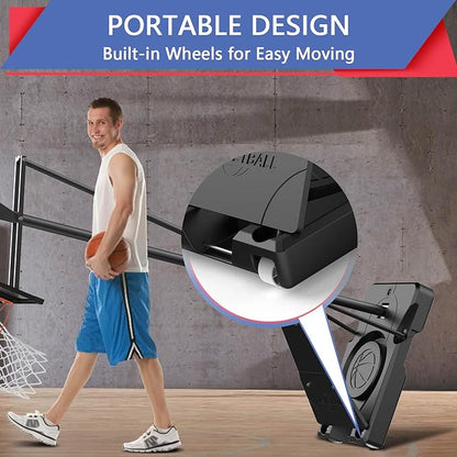Portable Basketball Hoop Outdoor, Adjustable Height 5.5-10FT Basketball Goal with Heavy-Duty Steel