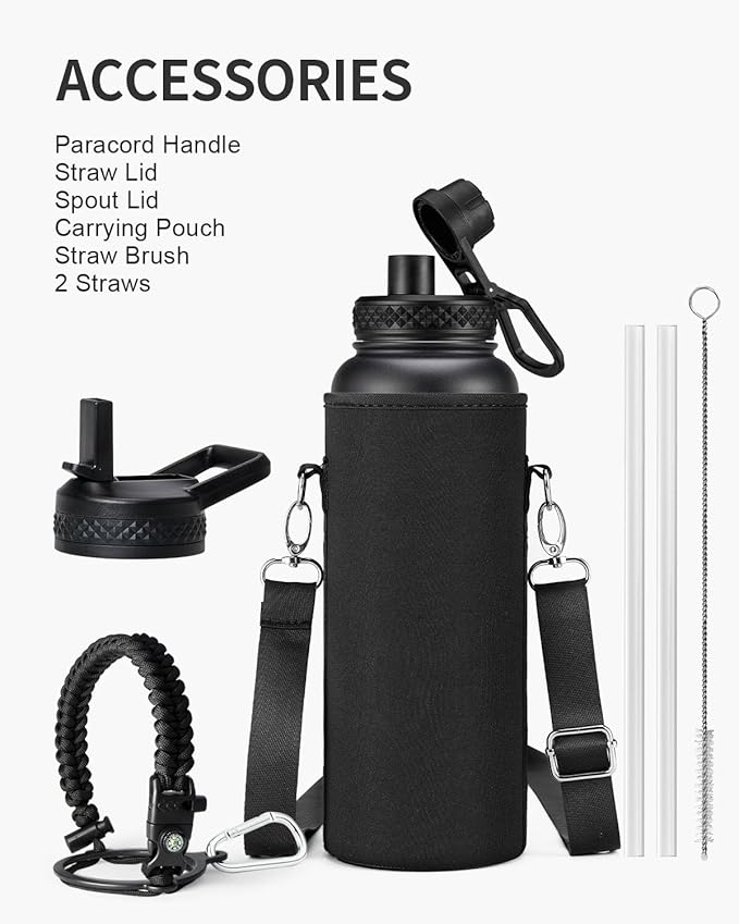 40oz Insulated Water Bottle,Stainless Steel Vacuum Water Bottle, BPA-Free & Leakproof -with