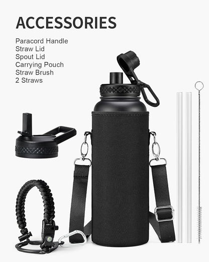 40oz Insulated Water Bottle,Stainless Steel Vacuum Water Bottle, BPA-Free & Leakproof -with