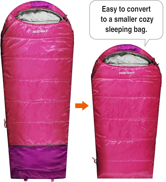 REDCAMP Kids Mummy Sleeping Bag for Camping, 3 Season Cold Weather Sleeping Bag Fit Boys,Girls &