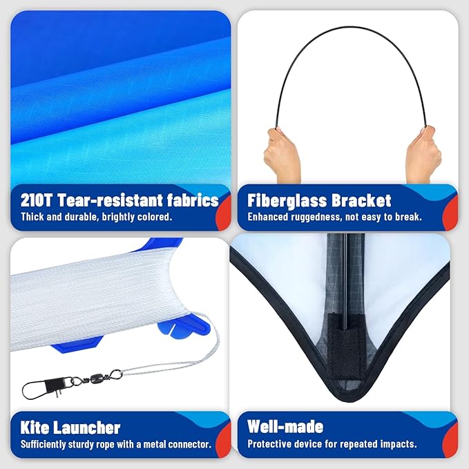 Delta Kite Set for Kids and Adults，Extremely Easy to Launch for Beginners, Perfect for Beaches and