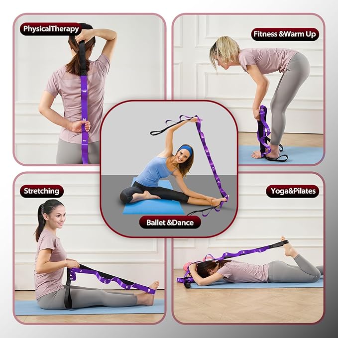 Stretching Strap with 10 Loops-Yoga Strap for Physical Therapy,Home Workout,Pilate & Flexibility