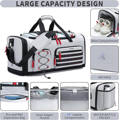 Bosstin Gym Bag for Men & Women, 45L Travel Duffle Sports Duffel Bag Gym Weekender Overnight