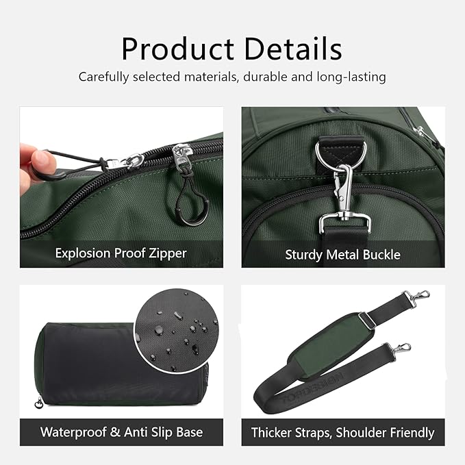 TOPDesign Gym Bag for Women & Men, Unisex Duffel Bag with Shoe Compartment & Wet Pocket for Travel
