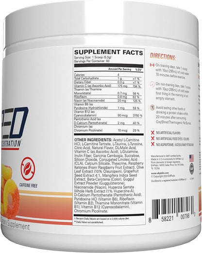 EHP Labs OxyShred Non Stimulant Pre Workout Powder - Stim Free Pre Workout, Caffeine Free