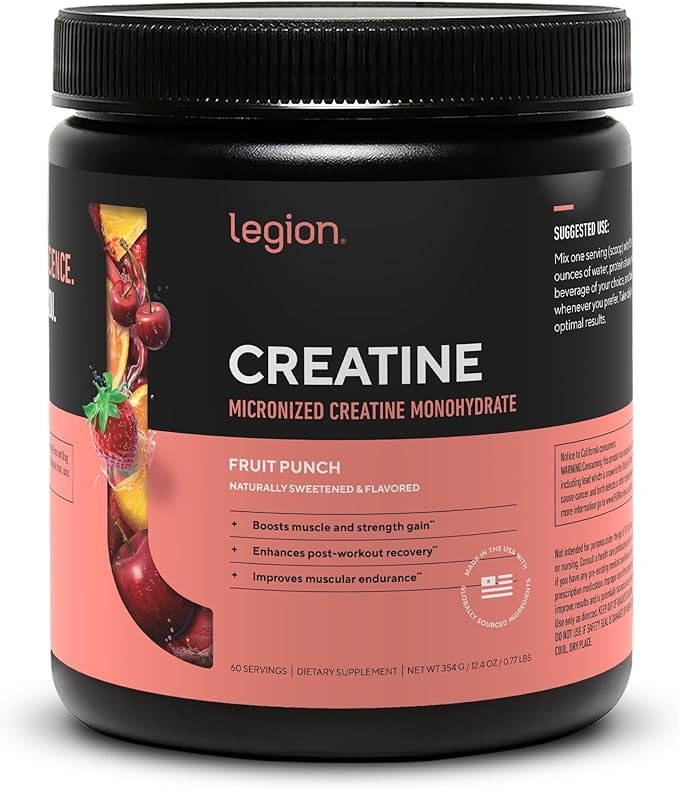 LEGION Micronized Creatine Monohydrate Supplement - Clean Creatine Powder for Muscle Gain & Post