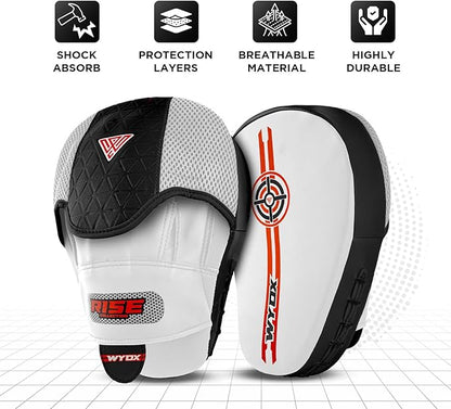 WYOX Curved Focus Mitts for Boxing & MMA | Durable PU Leather Punching Pads with Adjustable Strap |