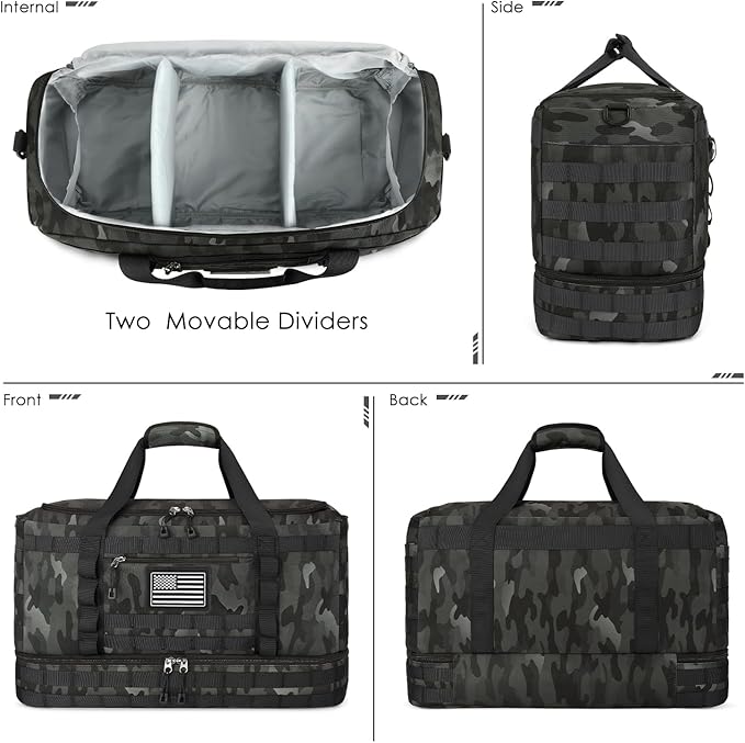 ETRONIK Travel Bag for Men Women, Gym Bag & Tactical Duffle Bags for Travel, Carry on with Toiletry