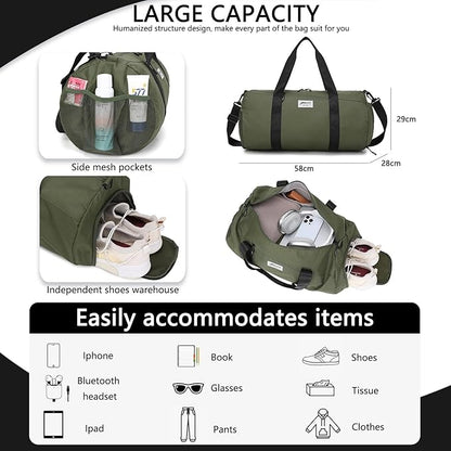 BE SMART Waterproof Mens Gym Bag with Shoe Compartment, Duffle Bag with Wet Pocket for Men