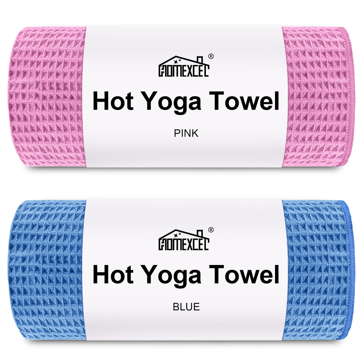 HOMEXCEL 2PK Yoga Mat Towels for Hot Workout, Ultra-Absorbent, 26.5" x 72"