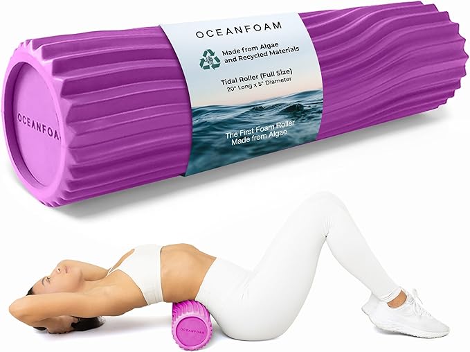 Oceanfoam Tidal Roller - Magenta - Muscle Massage Foam Roller for Back Pain & Stretching - Firm and