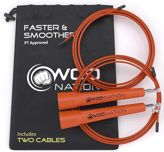 WOD Nation Adjustable Speed Jump Rope For Men, Women & Children - Blazing Fast Fitness Skipping