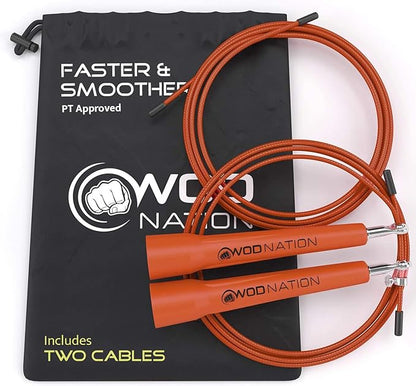 WOD Nation Adjustable Speed Jump Rope For Men, Women & Children - Blazing Fast Fitness Skipping