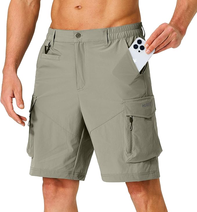 Men's Hiking Cargo Shorts Quick Dry Lightweight Travel Shorts with Multi Pockets for Fishing