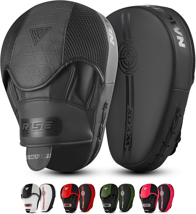 WYOX Curved Focus Mitts for Boxing & MMA | Durable PU Leather Punching Pads with Adjustable Strap |