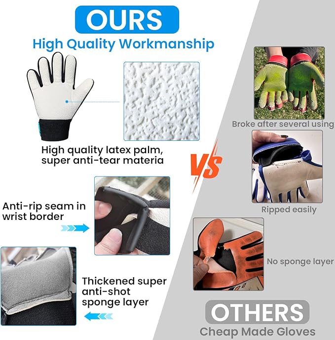 Jalunth Soccer Goalie Gloves Kids Youth Goalkeeper Field Player Gloves Boys Girls Training Grip