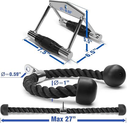 Yes4All Tricep Press Down Cable Machine Attachment Set, LAT Pulldown Attachment, Cable Machine