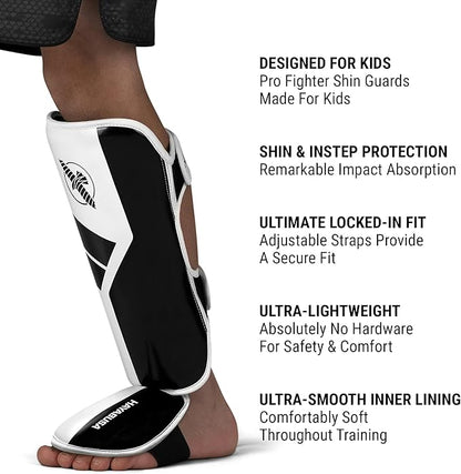 Hayabusa S4 Kids Shin Guards, Muay Thai, MMA, Kickboxing, Martial Arts