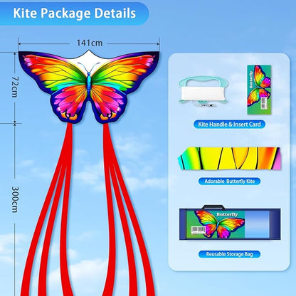Butterfly Kites for Kids & Adults, Easy to Fly Design with Long Tail for Stability, for Kids Ages