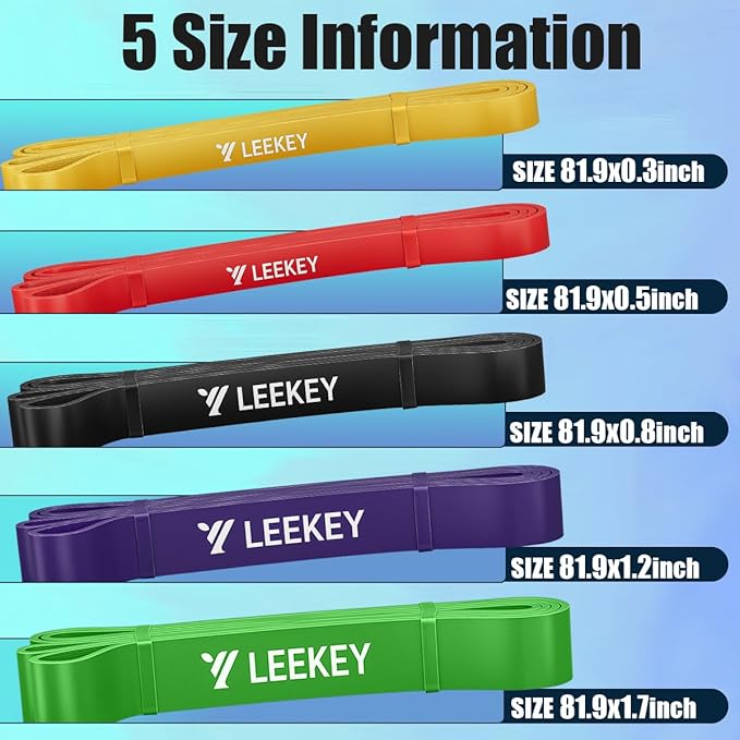 LEEKEY Resistance Bands Set for Pull-Up Assistance & Full-Body Training, Multi-Level Exercise Bands