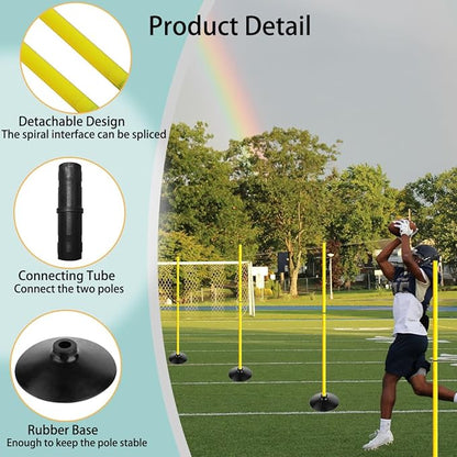 TNZMART 4.9FT Training Agility Poles Set Detachable Soccer Training Sticks Slalom Poles with 10
