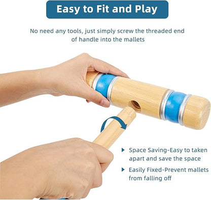 Pointyard Six Player Croquet Set, 28’’ Croquet Set with Wooden Mallets/Colored Ball/Wickets/Stakes